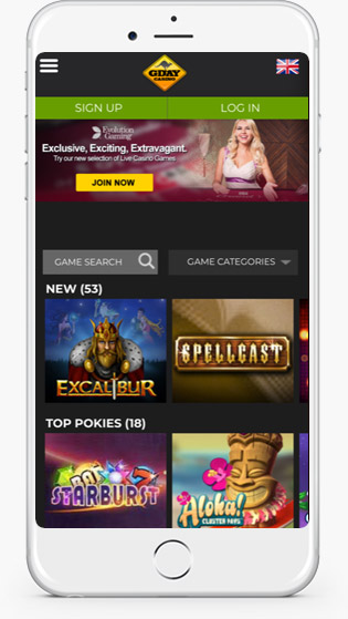 g'day Mobile casino website