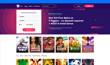 21.com Casino official website