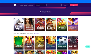 21.com Casino featured pokie games